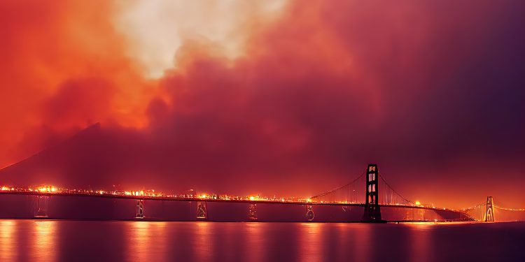 wildfire in California, evacuation and damage to structures
